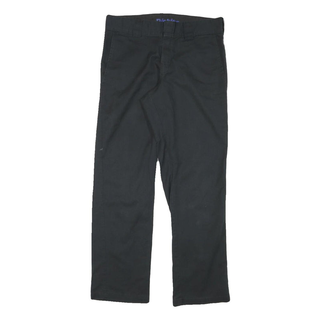 DICKIES Mens Black Regular Fit Straight Leg Trousers W30 L29 Cotton Blend Zip