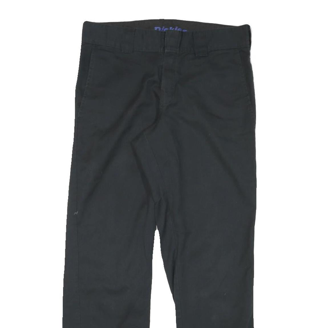 DICKIES Mens Black Regular Fit Straight Leg Trousers W30 L29 Cotton Blend Zip