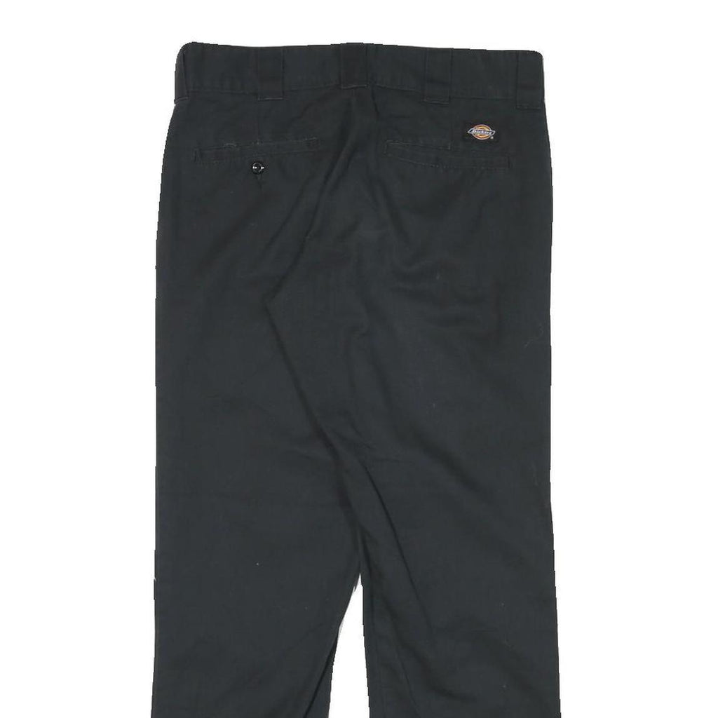 DICKIES Mens Black Regular Fit Straight Leg Trousers W30 L29 Cotton Blend Zip