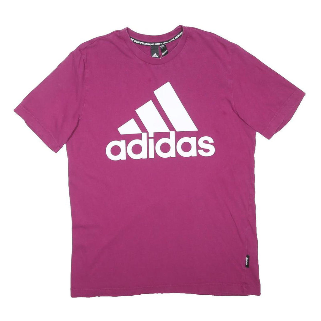 ADIDAS Mens Purple Graphic T-Shirt S Short Sleeve Crew Neck Cotton Blend
