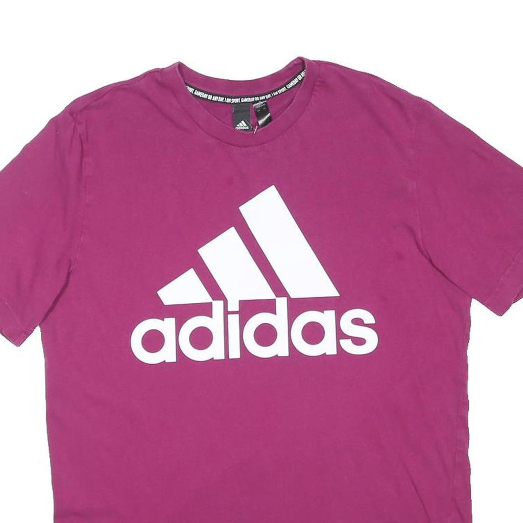 ADIDAS Mens Purple Graphic T-Shirt S Short Sleeve Crew Neck Cotton Blend