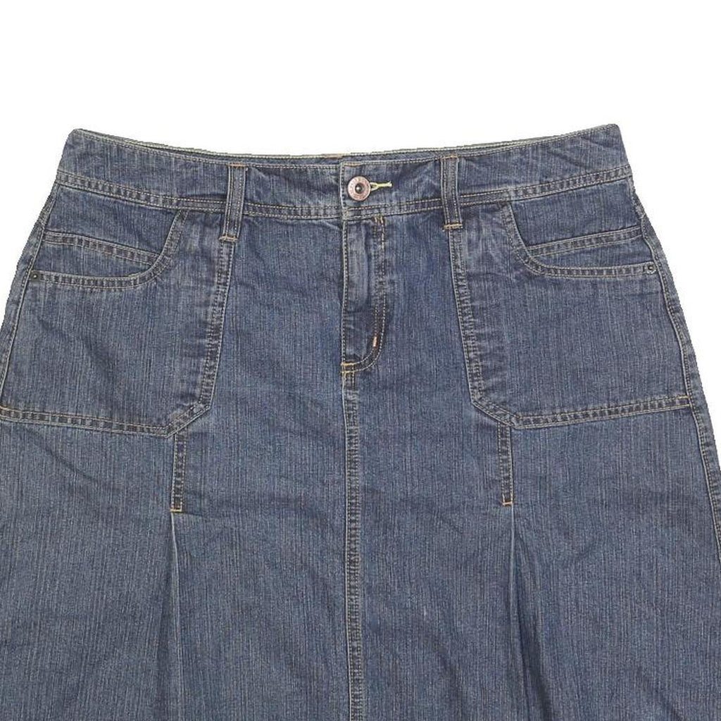 BASS JEANS Womens Blue Denim A-Line Knee Length Woven Skirt L Denim Cotton Blend