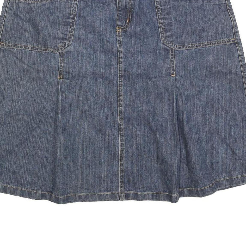 BASS JEANS Womens Blue Denim A-Line Knee Length Woven Skirt L Denim Cotton Blend
