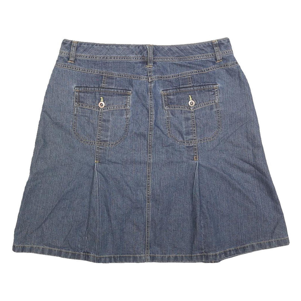 BASS JEANS Womens Blue Denim A-Line Knee Length Woven Skirt L Denim Cotton Blend