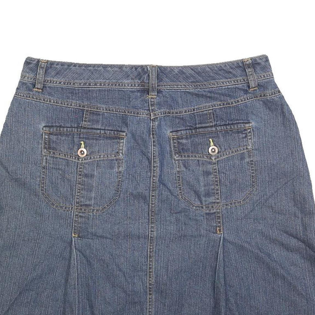BASS JEANS Womens Blue Denim A-Line Knee Length Woven Skirt L Denim Cotton Blend