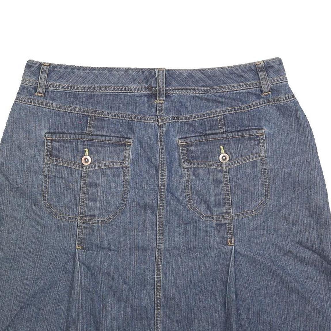BASS JEANS Womens Blue Denim A-Line Knee Length Woven Skirt L Denim Cotton Blend