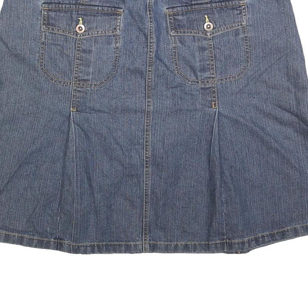 BASS JEANS Womens Blue Denim A-Line Knee Length Woven Skirt L Denim Cotton Blend
