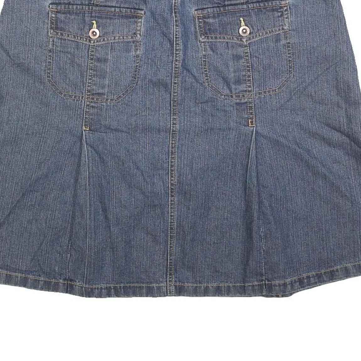 BASS JEANS Womens Blue Denim A-Line Knee Length Woven Skirt L Denim Cotton Blend