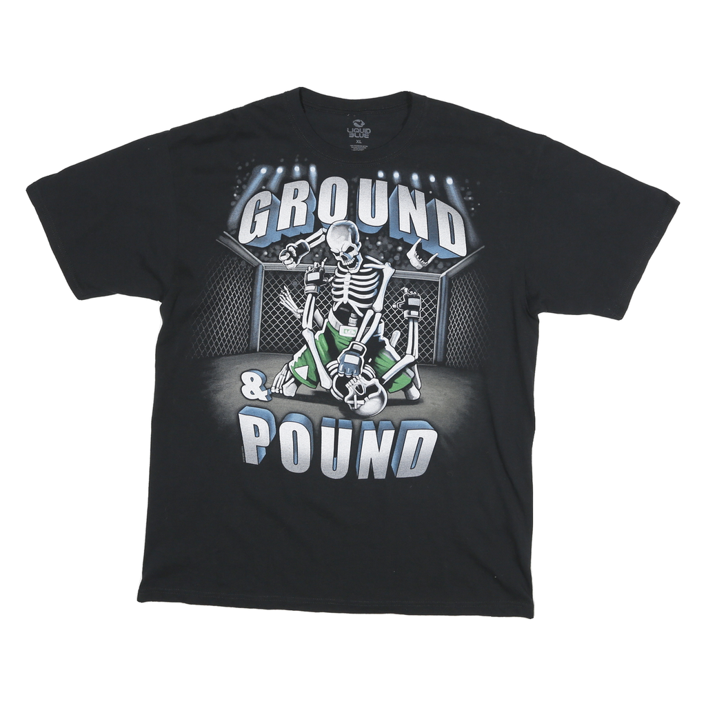LIQUID BLUE Mens Black Ground & Pound Graphic T-Shirt XL Short Sleeve Crew Neck
