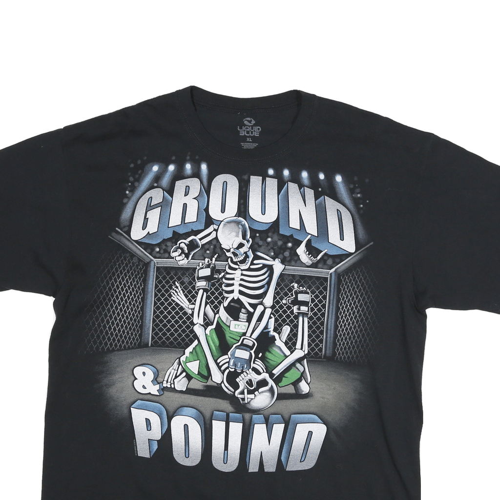 LIQUID BLUE Mens Black Ground & Pound Graphic T-Shirt XL Short Sleeve Crew Neck
