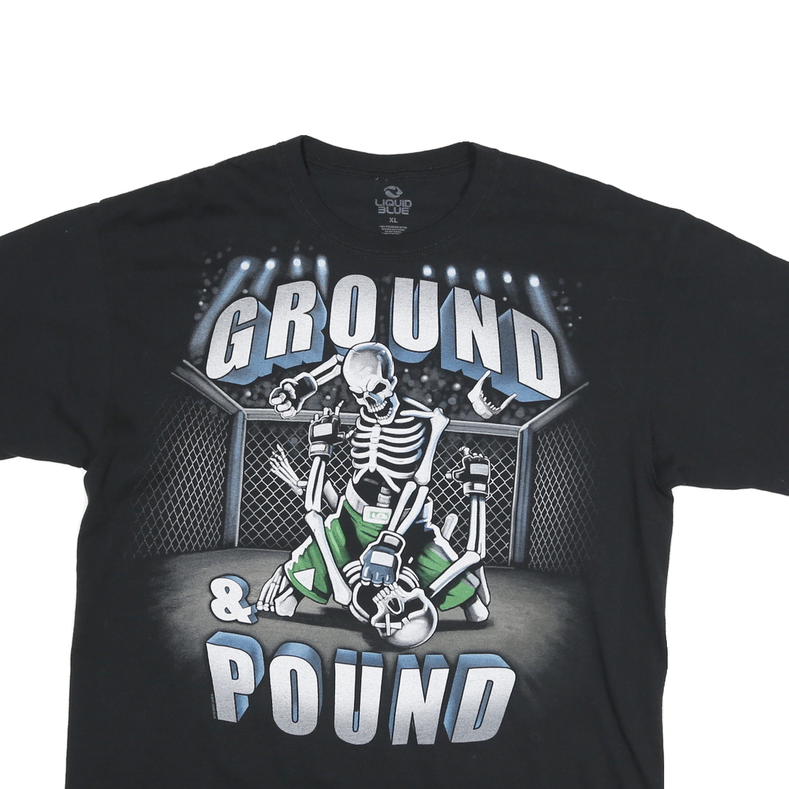 LIQUID BLUE Mens Black Ground & Pound Graphic T-Shirt XL Short Sleeve Crew Neck