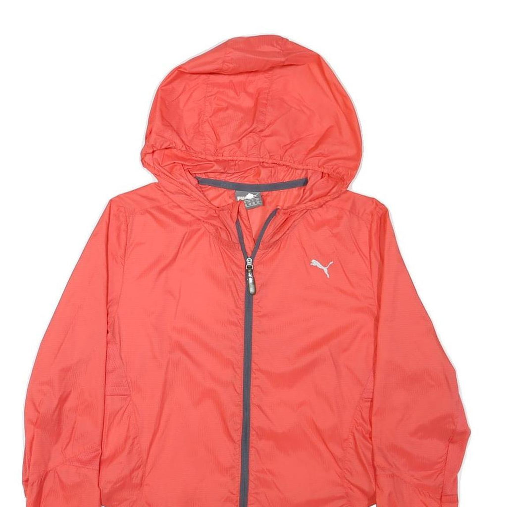 PUMA Womens Red Lightweight Hooded Jacket S Polyester Plain Zip Sportswear