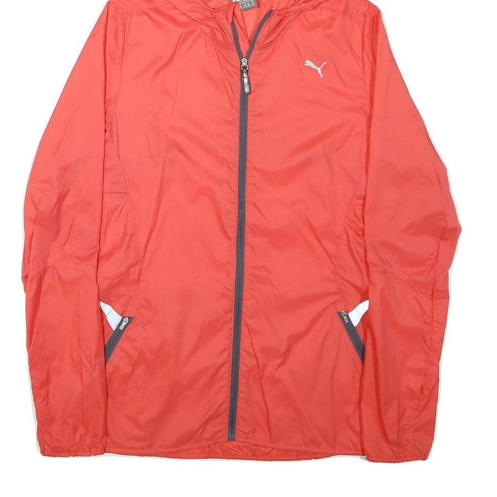 PUMA Womens Red Lightweight Hooded Jacket S Polyester Plain Zip Sportswear