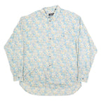 NETTELSTROTH Mens Blue & Cream Floral Cotton Blend Shirt XL Lightweight Casual