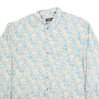 NETTELSTROTH Mens Blue & Cream Floral Cotton Blend Shirt XL Lightweight Casual