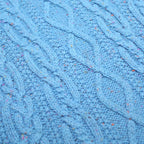 PER UNA Womens Blue Patterned Chunky Knit Crew Neck Jumper UK 18 Wool Blend