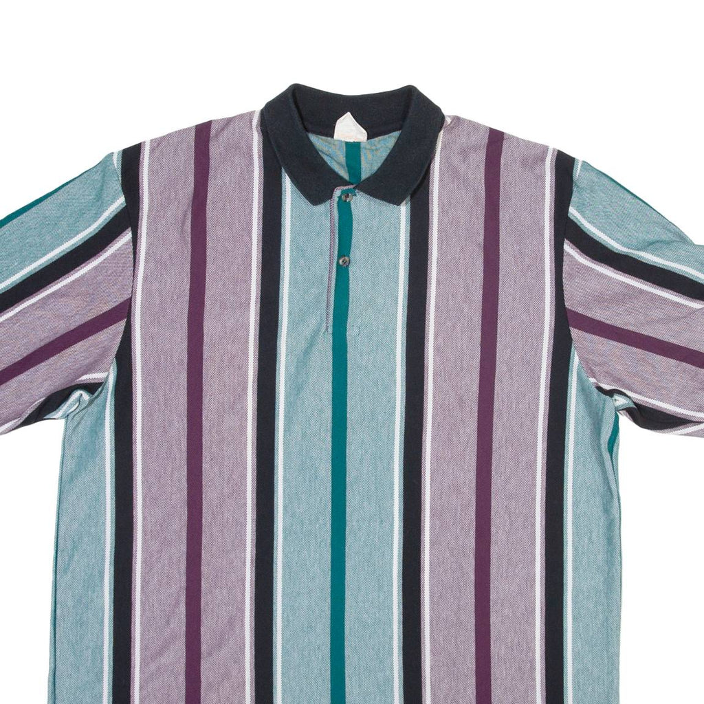 FASHION SEAL Mens Polo Shirt Blue Striped XL