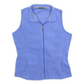 WOOLRICH Womens Blue Polyester Fleece Waistcoat L Zip Plain Casual Outdoor