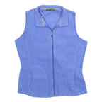 WOOLRICH Womens Blue Polyester Fleece Waistcoat L Zip Plain Casual Outdoor
