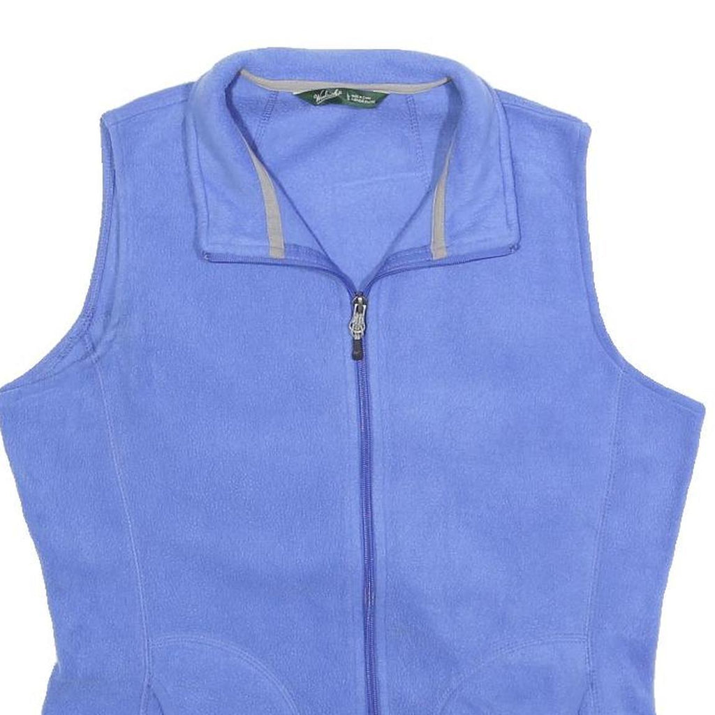 WOOLRICH Womens Blue Polyester Fleece Waistcoat L Zip Plain Casual Outdoor