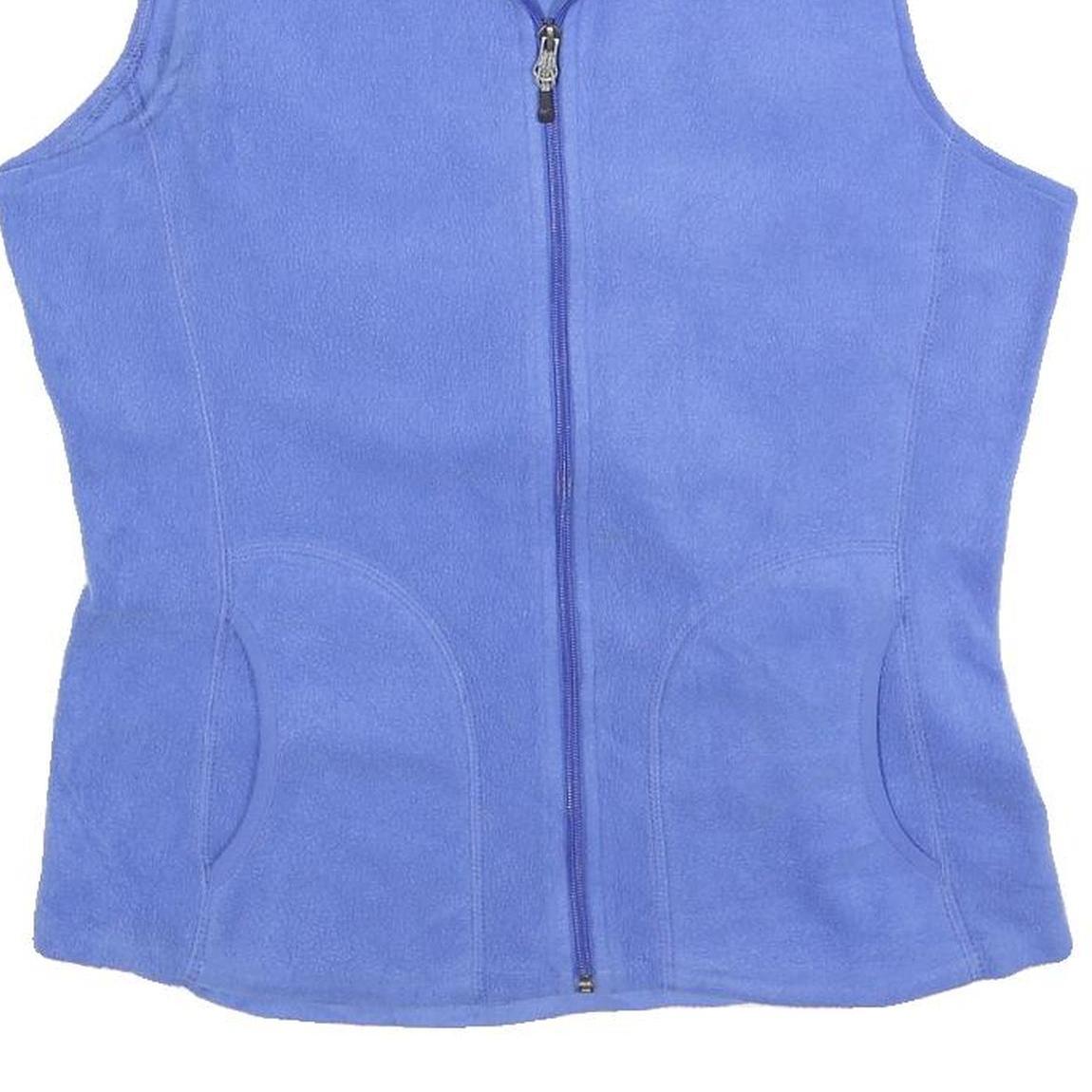 WOOLRICH Womens Blue Polyester Fleece Waistcoat L Zip Plain Casual Outdoor