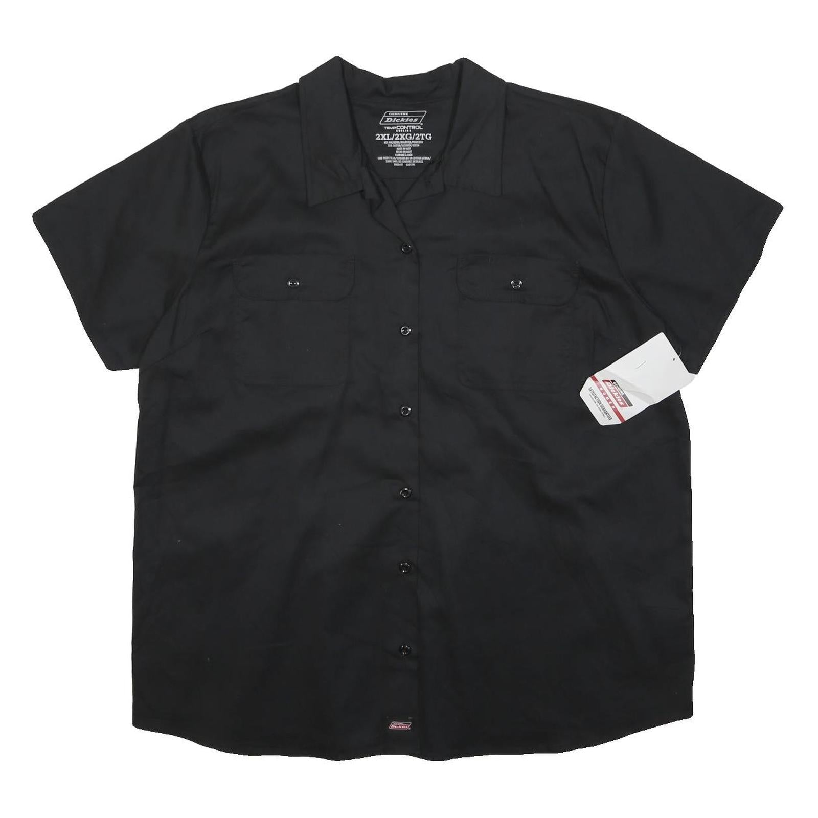 DICKIES Womens Black Workwear Shirt 2XL Polyester Button-Up Casual Uniform