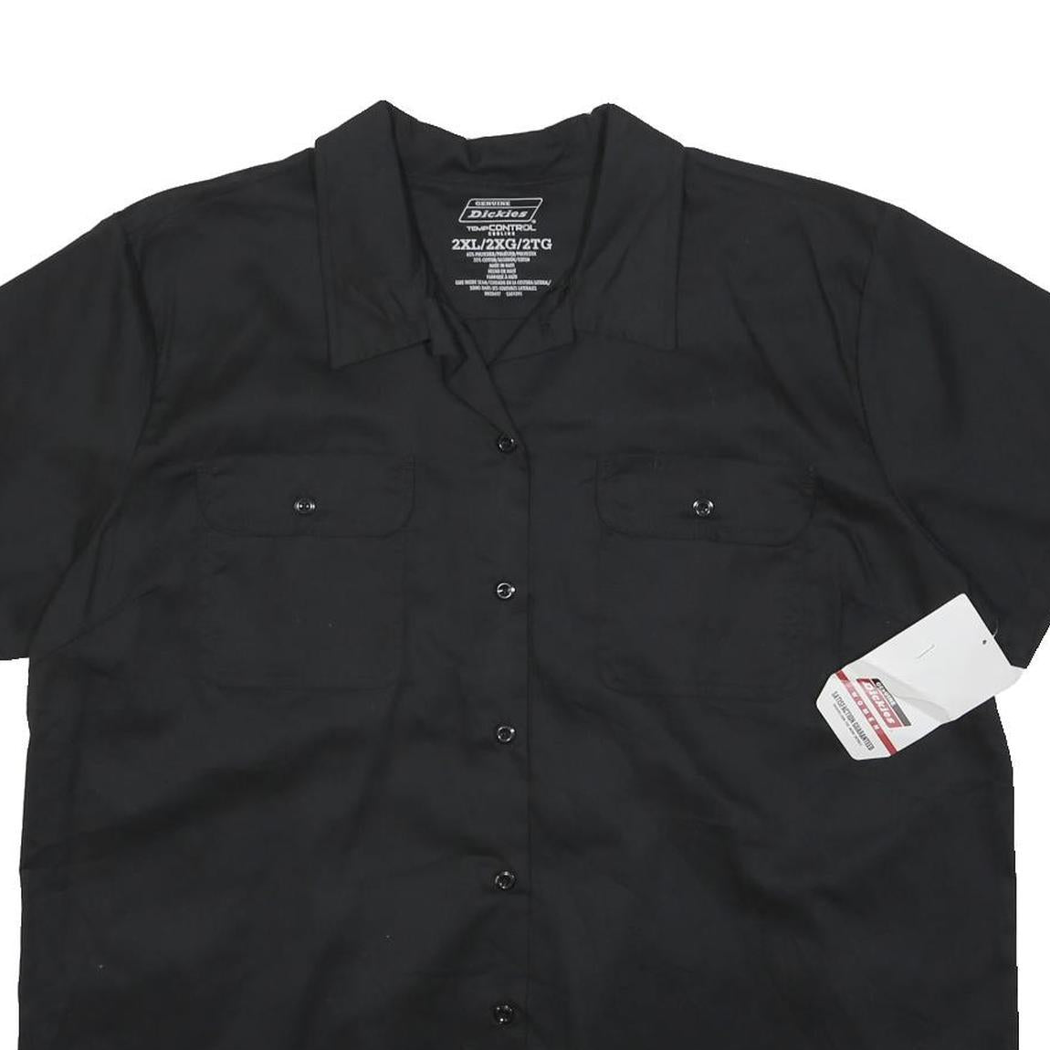 DICKIES Womens Black Workwear Shirt 2XL Polyester Button-Up Casual Uniform
