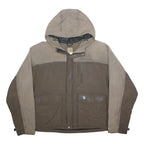 CARHARTT Mens Brown & Beige Nylon Hooded Zip Jacket 2XL Outdoor Waterproof