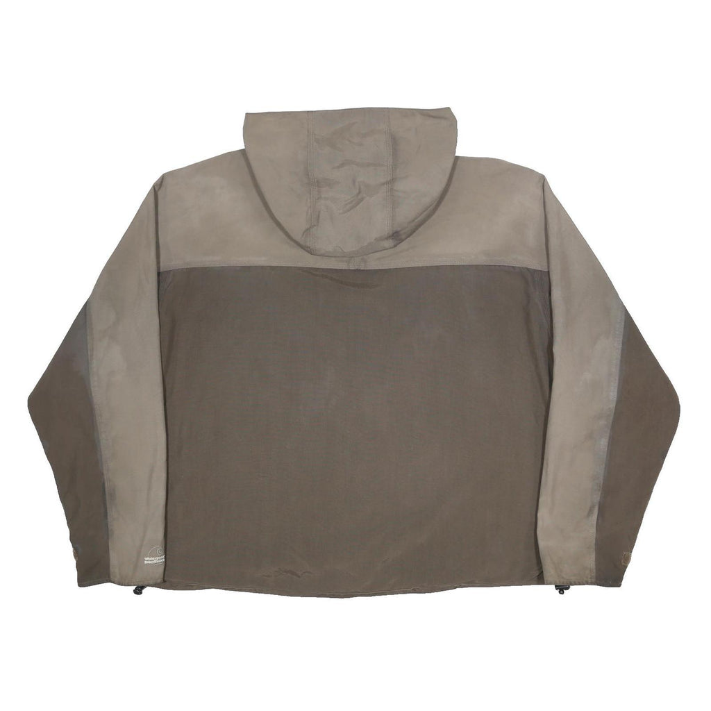 CARHARTT Mens Brown & Beige Nylon Hooded Zip Jacket 2XL Outdoor Waterproof