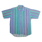 PIER CONNECTION Mens Green & Purple Cotton Stripe Shirt S Casual Button-Up
