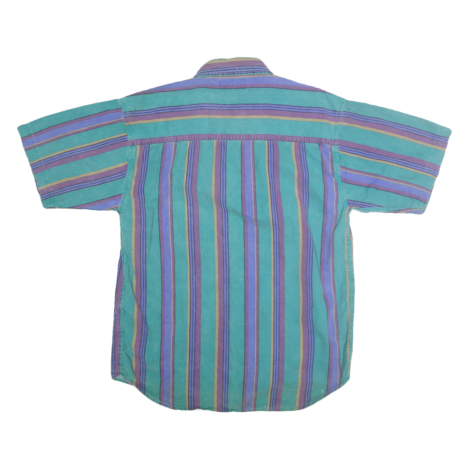 PIER CONNECTION Mens Green & Purple Cotton Stripe Shirt S Casual Button-Up