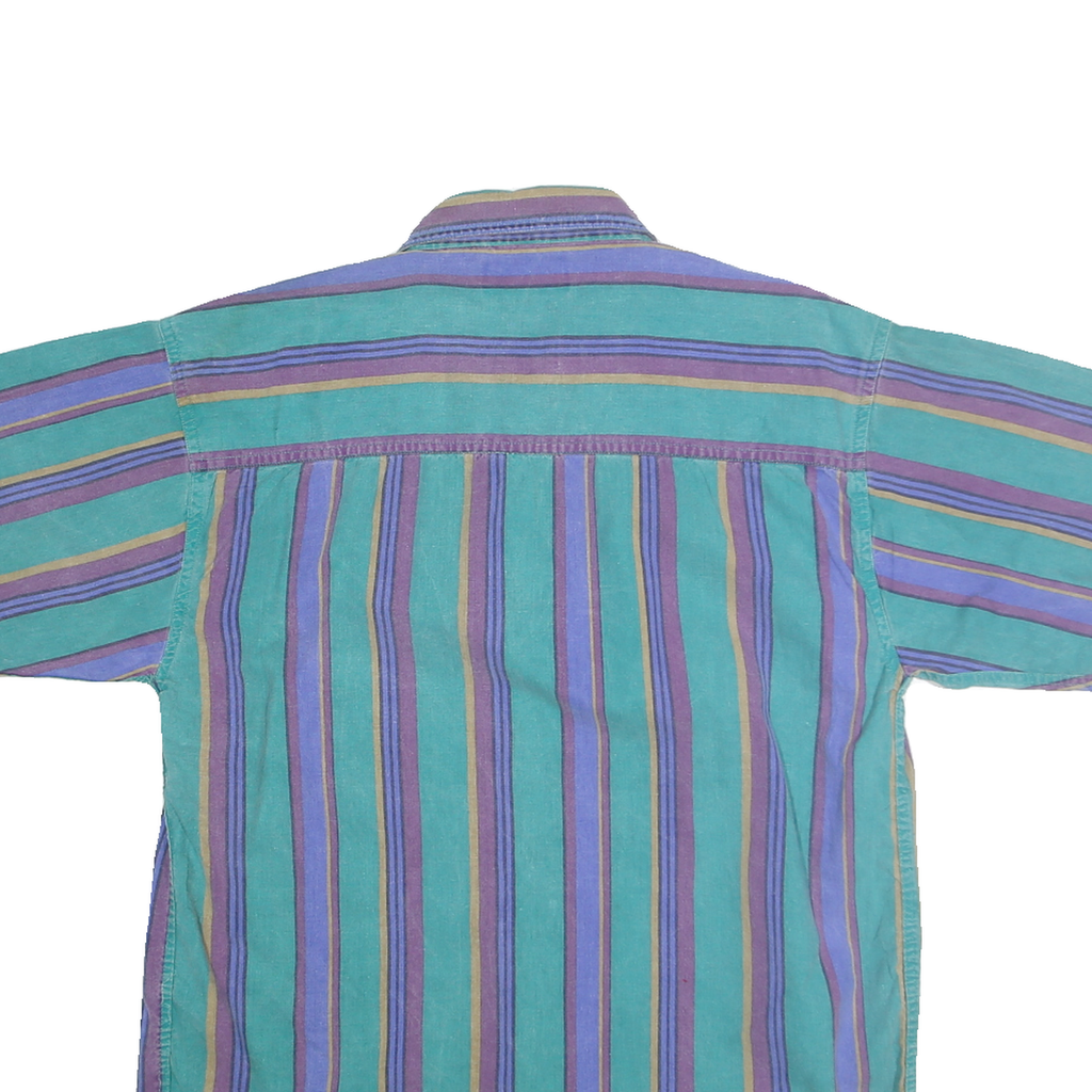 PIER CONNECTION Mens Green & Purple Cotton Stripe Shirt S Casual Button-Up