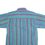 PIER CONNECTION Mens Green & Purple Cotton Stripe Shirt S Casual Button-Up