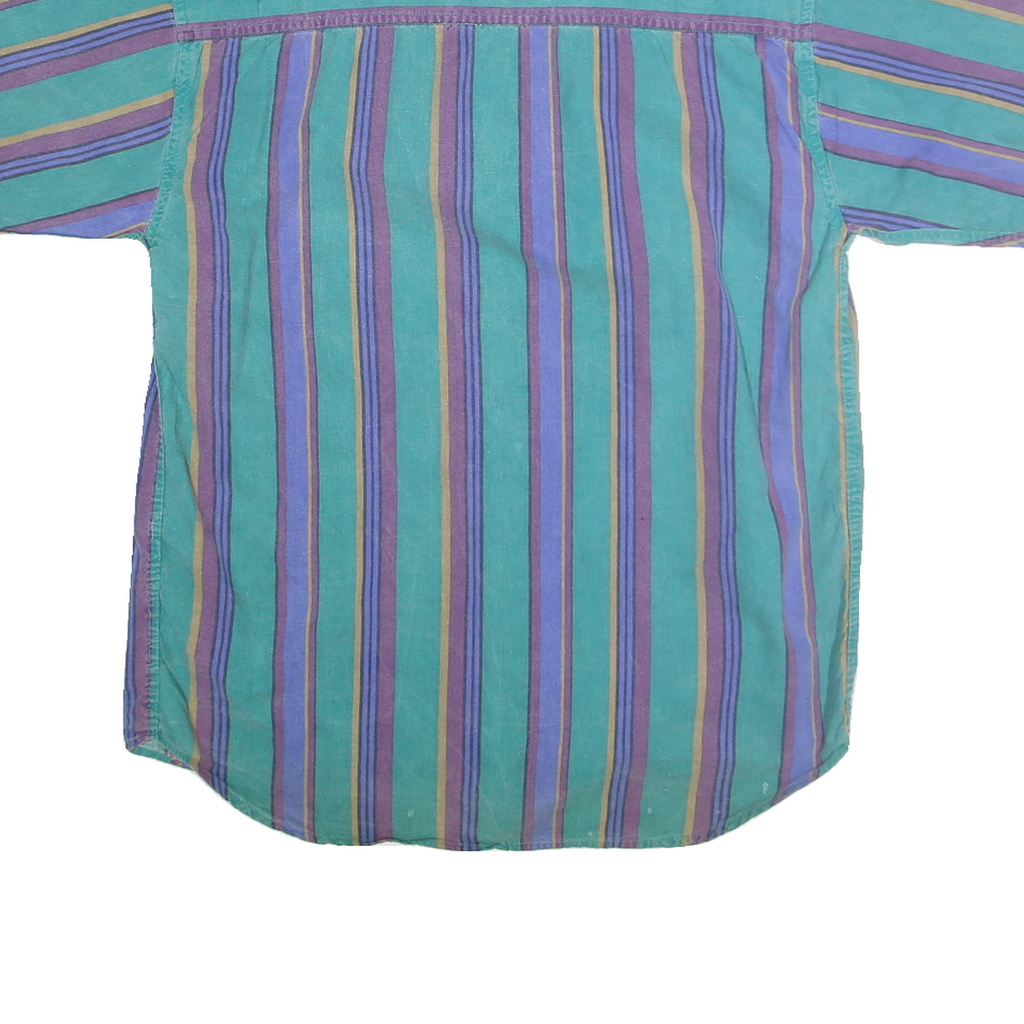 PIER CONNECTION Mens Green & Purple Cotton Stripe Shirt S Casual Button-Up