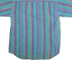 PIER CONNECTION Mens Green & Purple Cotton Stripe Shirt S Casual Button-Up