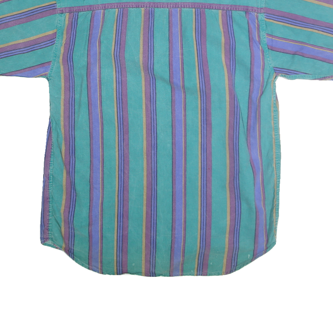 PIER CONNECTION Mens Green & Purple Cotton Stripe Shirt S Casual Button-Up