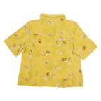 GEVANA Womens Yellow Printed Shirt Short Sleeve Collared M Polyester Blend