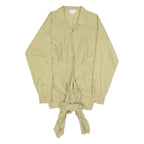 MAX MARA Womens Beige Silk Blend Shirt Long Sleeve Collared S Elegant Tie Hem