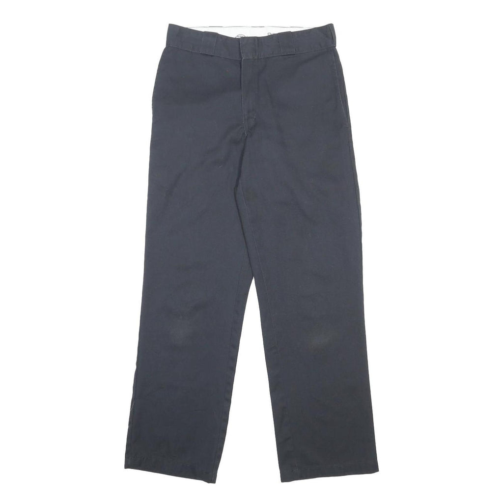 DICKIES Mens Regular Fit Cotton Blend Navy Blue Trousers W30 L30 Workwear Zip