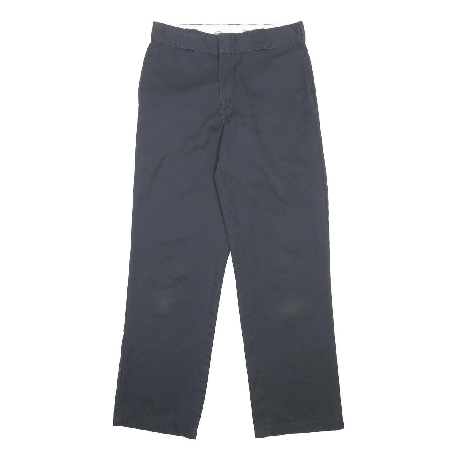 DICKIES Mens Regular Fit Cotton Blend Navy Blue Trousers W30 L30 Workwear Zip