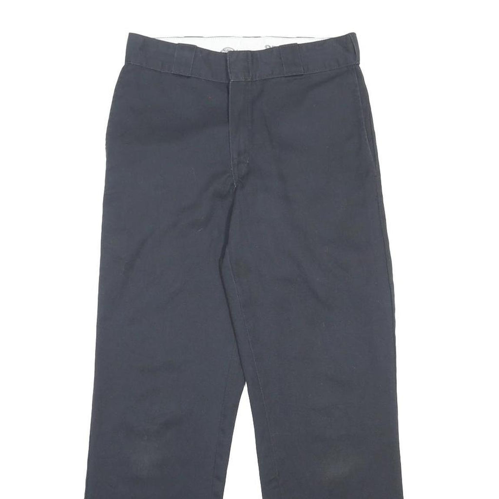 DICKIES Mens Regular Fit Cotton Blend Navy Blue Trousers W30 L30 Workwear Zip