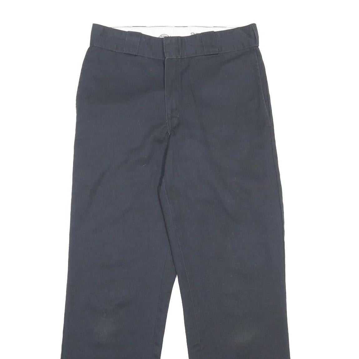DICKIES Mens Regular Fit Cotton Blend Navy Blue Trousers W30 L30 Workwear Zip
