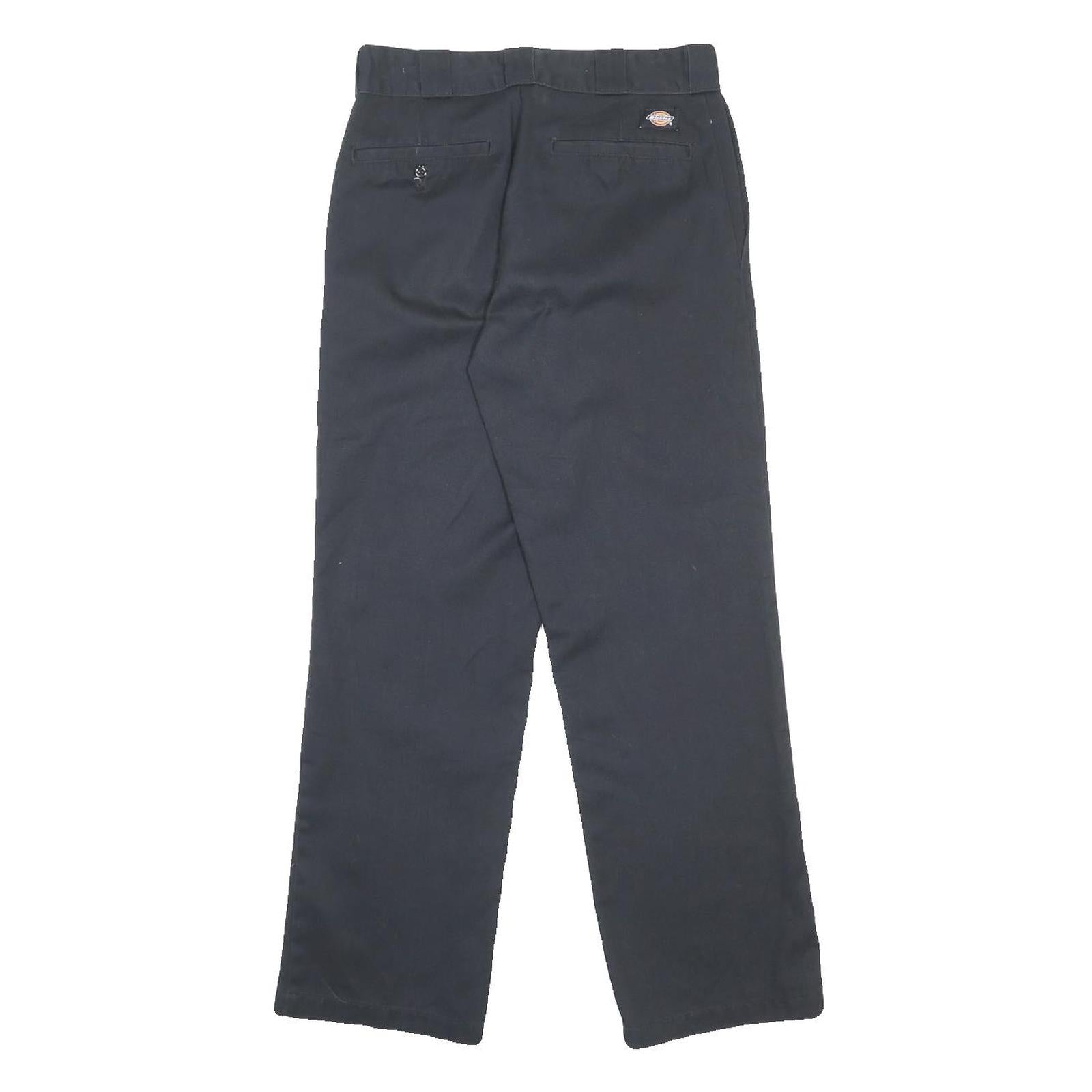 DICKIES Mens Regular Fit Cotton Blend Navy Blue Trousers W30 L30 Workwear Zip
