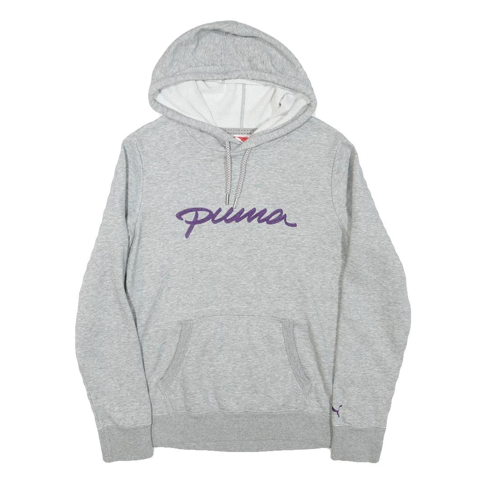 PUMA Womens Grey Hoodie S Cotton Blend Pullover Casual Hoodie