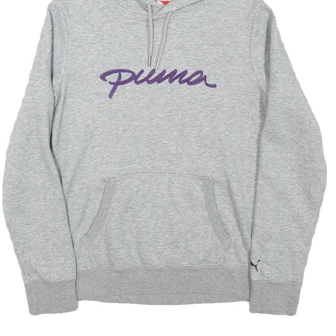 PUMA Womens Grey Hoodie S Cotton Blend Pullover Casual Hoodie