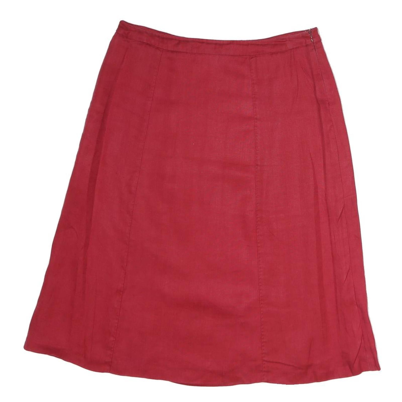 MAX MARA Womens Red Cotton A-Line Knee Length Woven Skirt L Stylish Casual Wear