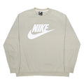 NIKE Mens Beige Cotton Blend Sweatshirt 2XL Crew Neck Long Sleeve Casual