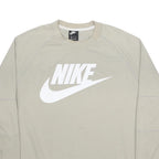 NIKE Mens Beige Cotton Blend Sweatshirt 2XL Crew Neck Long Sleeve Casual