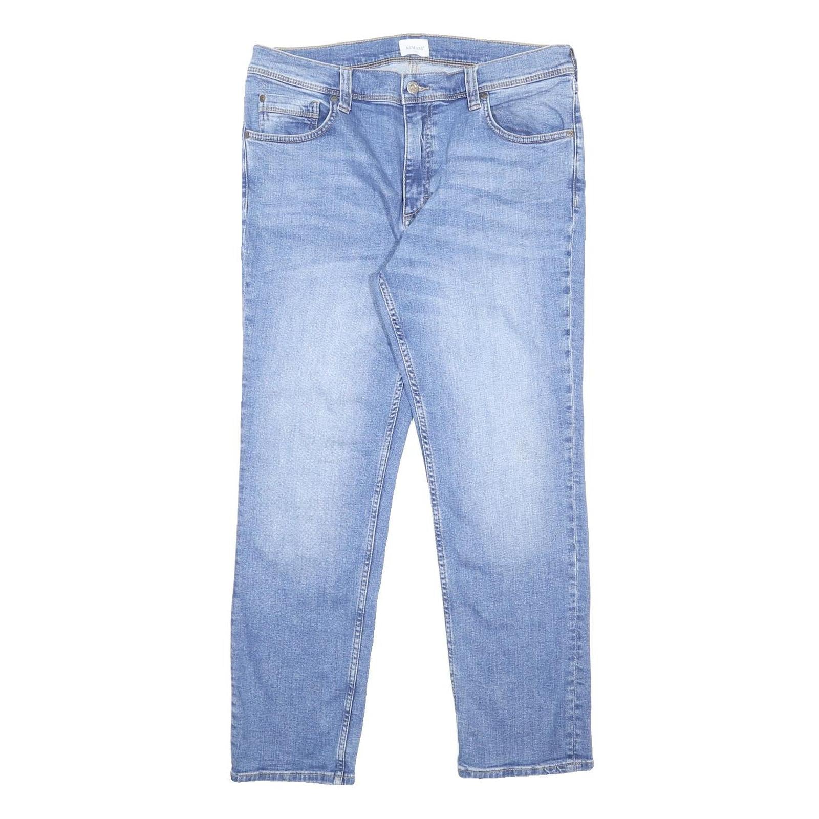 MUSTANG Mens Slim Blue Denim Jeans W34 L30 Light Wash Zip Classic Fit Pockets