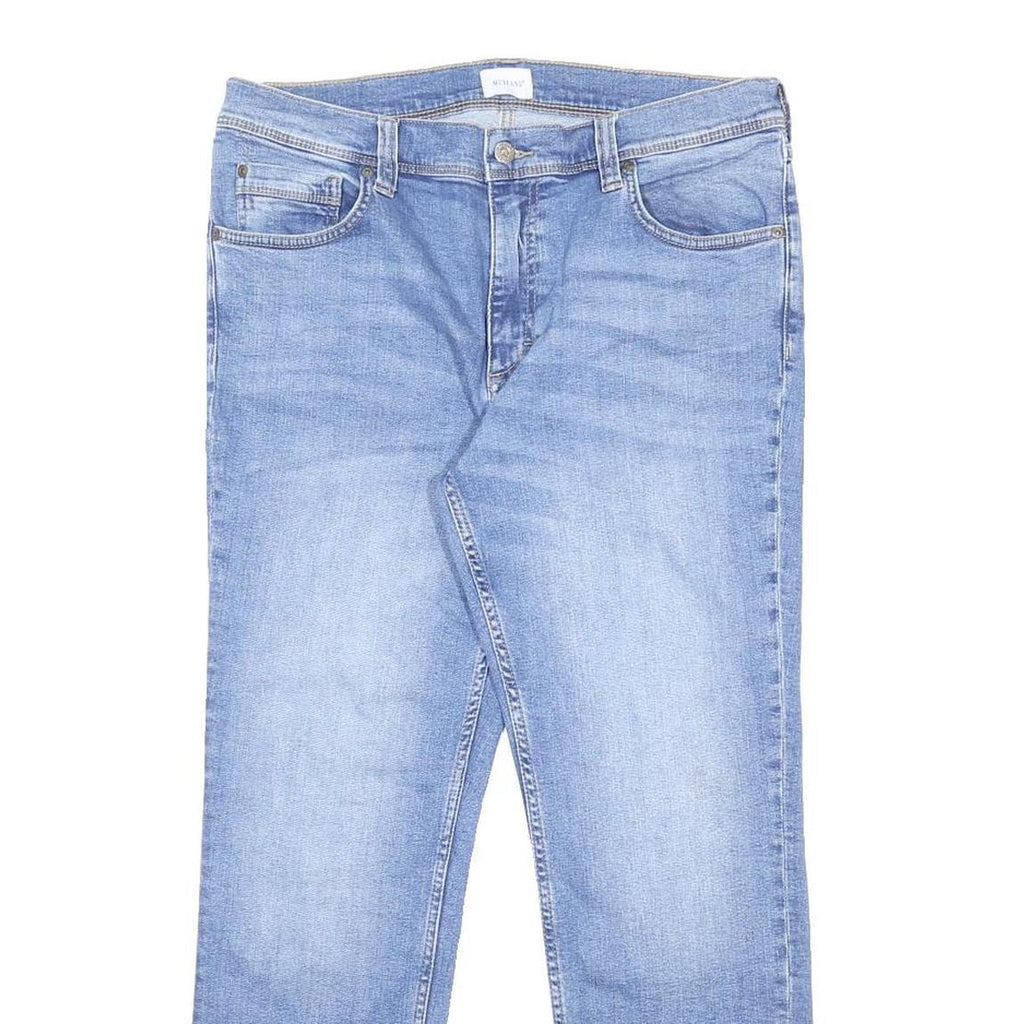 MUSTANG Mens Slim Blue Denim Jeans W34 L30 Light Wash Zip Classic Fit Pockets